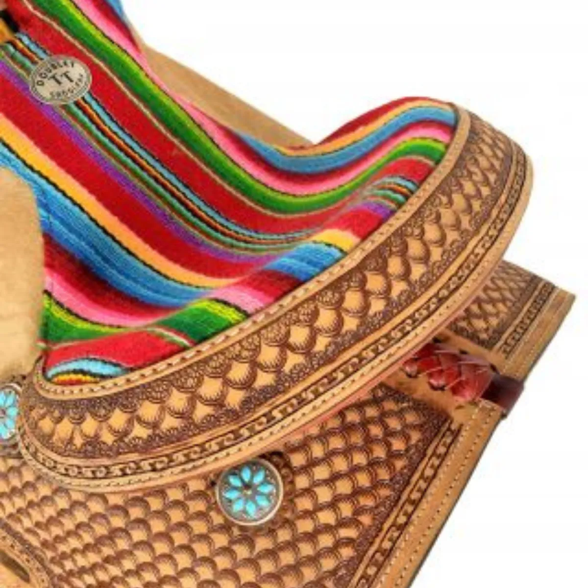 12" Double T  Youth Hard Seat Western saddle with Wool Serape Accents