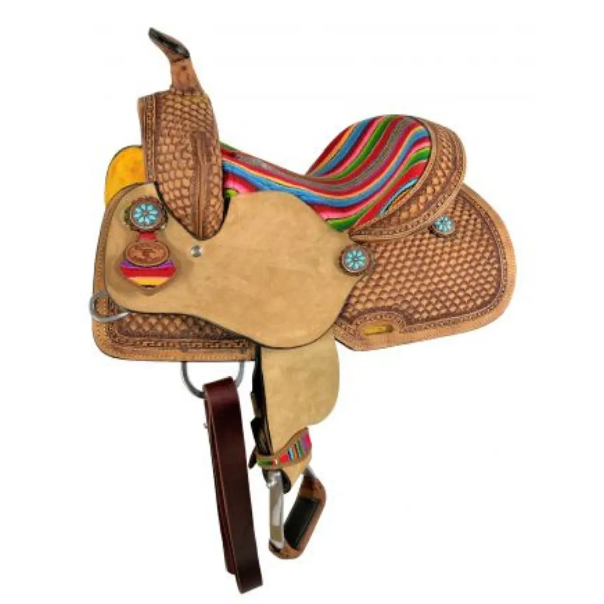 12" Double T  Youth Hard Seat Western saddle with Wool Serape Accents