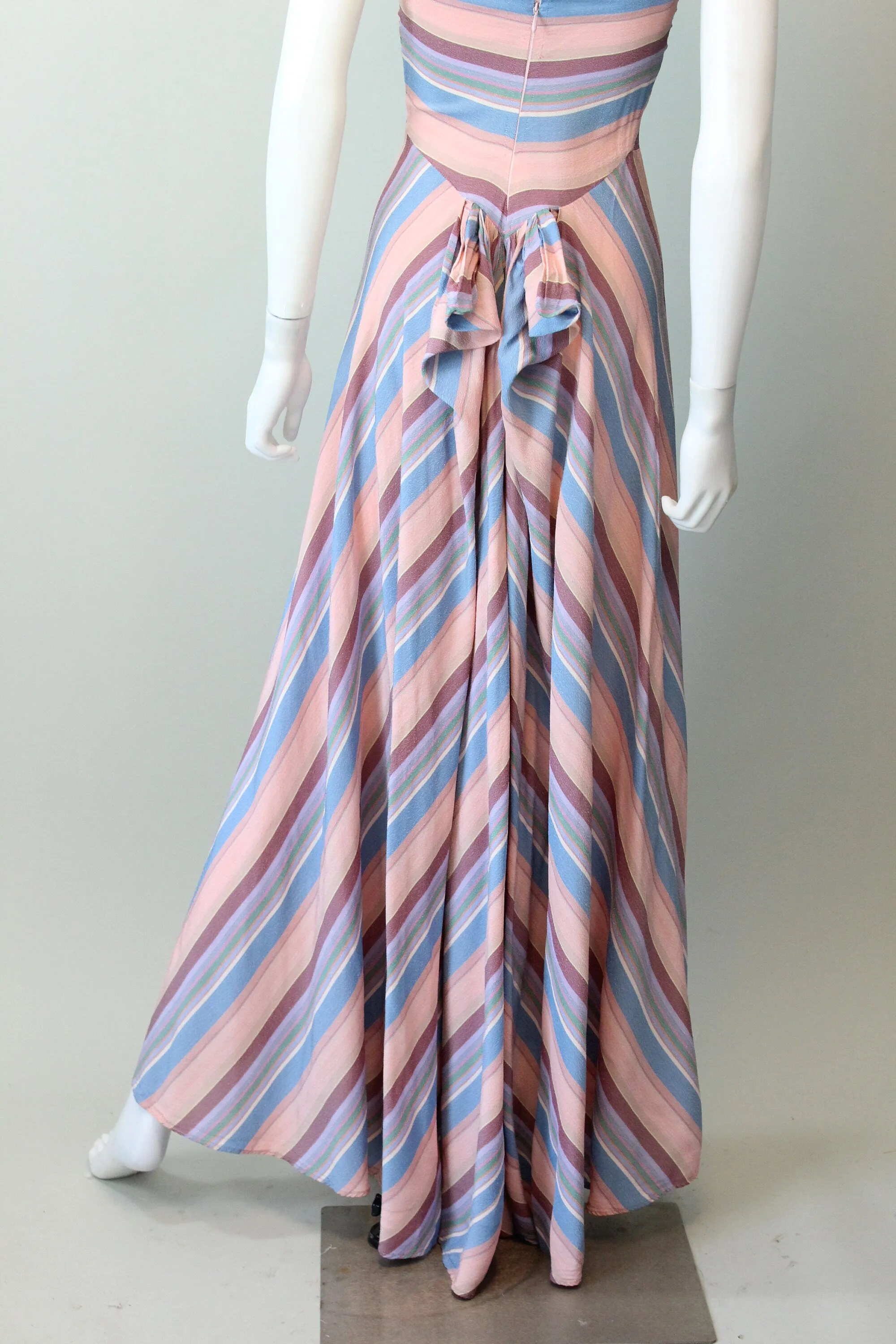 1940s MITERED STRIPES summer dress gown xxs  | new spring summer