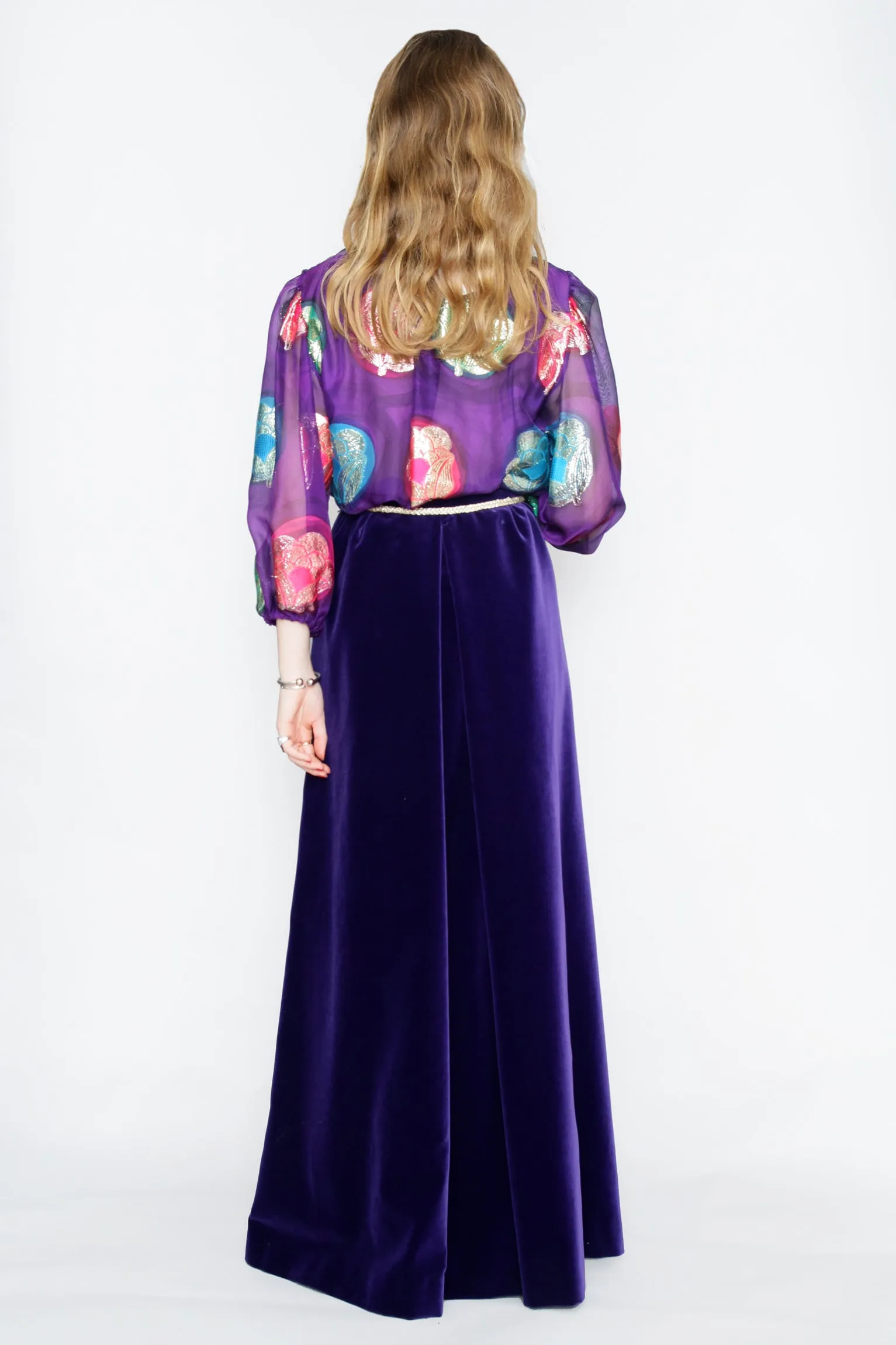 1970s Couture Lurex & Velvet Two-Piece Ensemble M-L