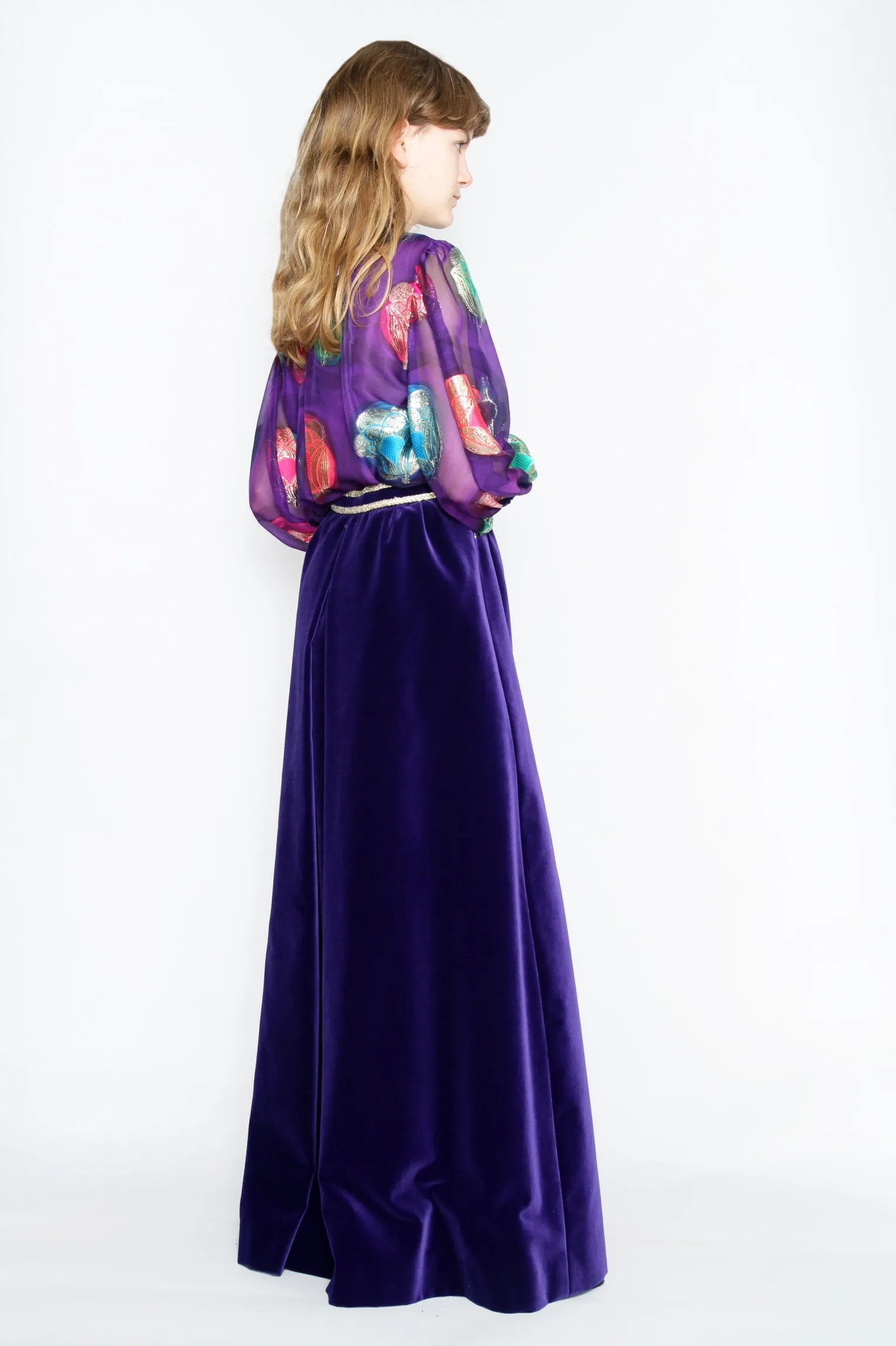 1970s Couture Lurex & Velvet Two-Piece Ensemble M-L