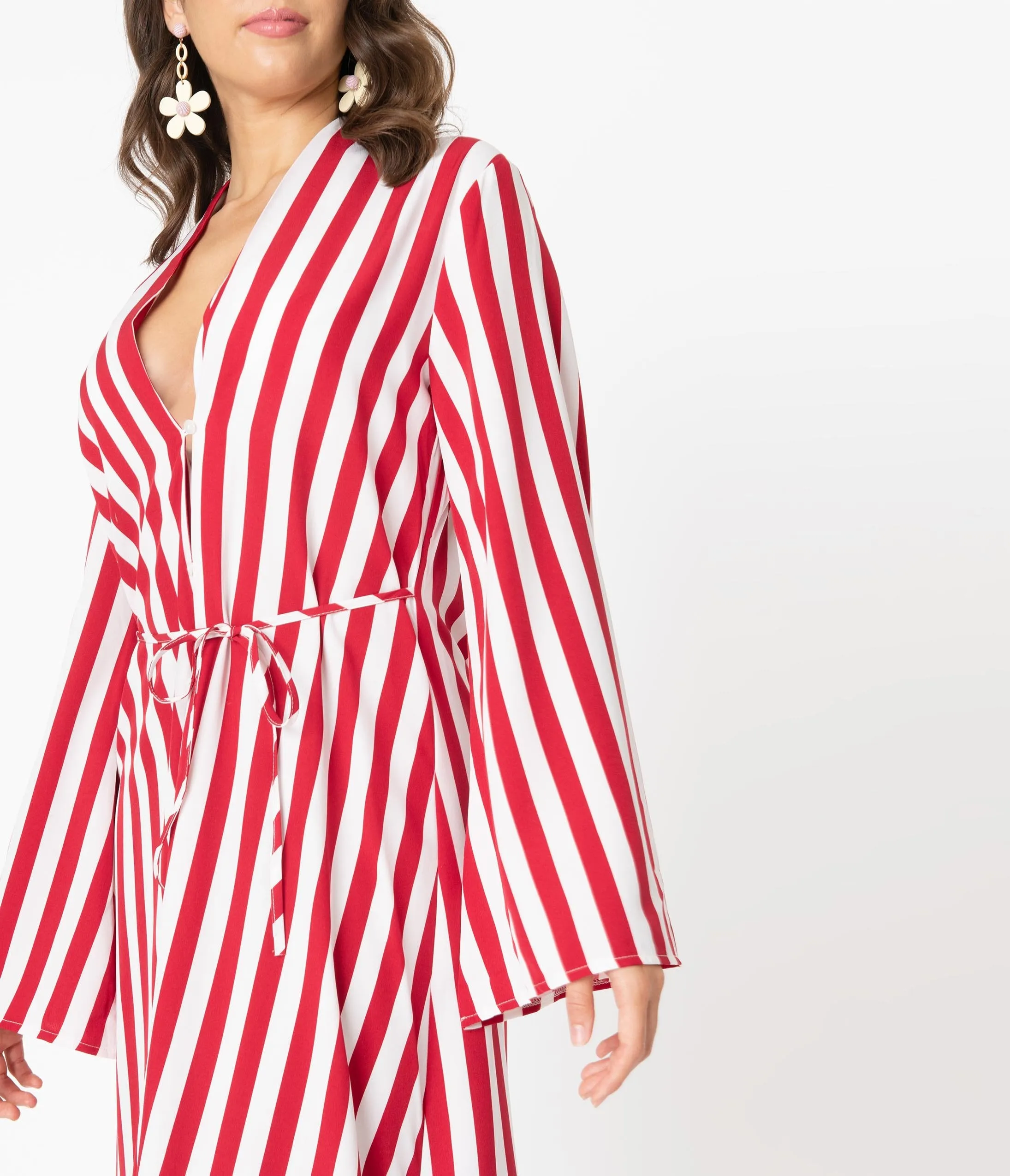 1970s Red & White Stripe Relaxed Maxi Dress