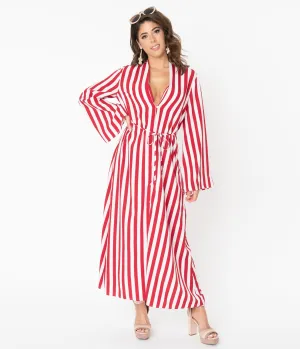 1970s Red & White Stripe Relaxed Maxi Dress