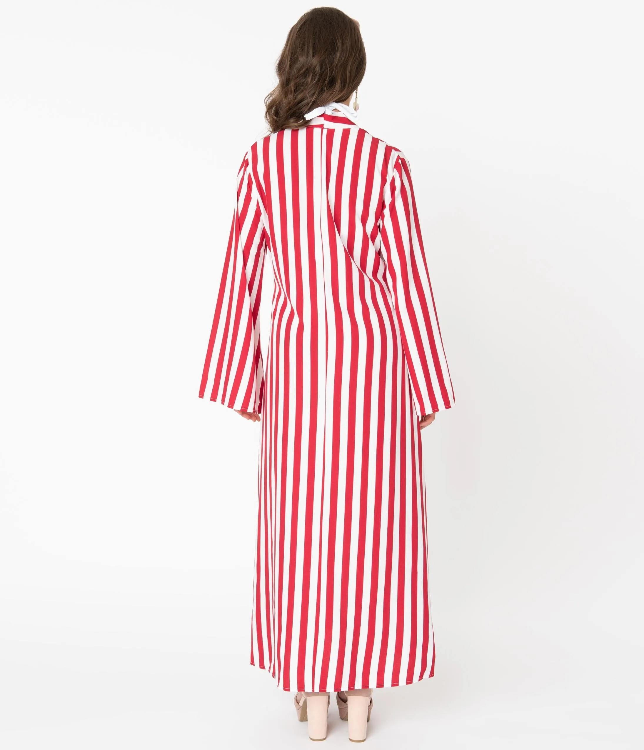 1970s Red & White Stripe Relaxed Maxi Dress