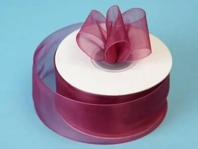 25 Yard 1.5" DIY Burgundy Organza Ribbon With Mono Satin Edge For Craft Dress Wedding