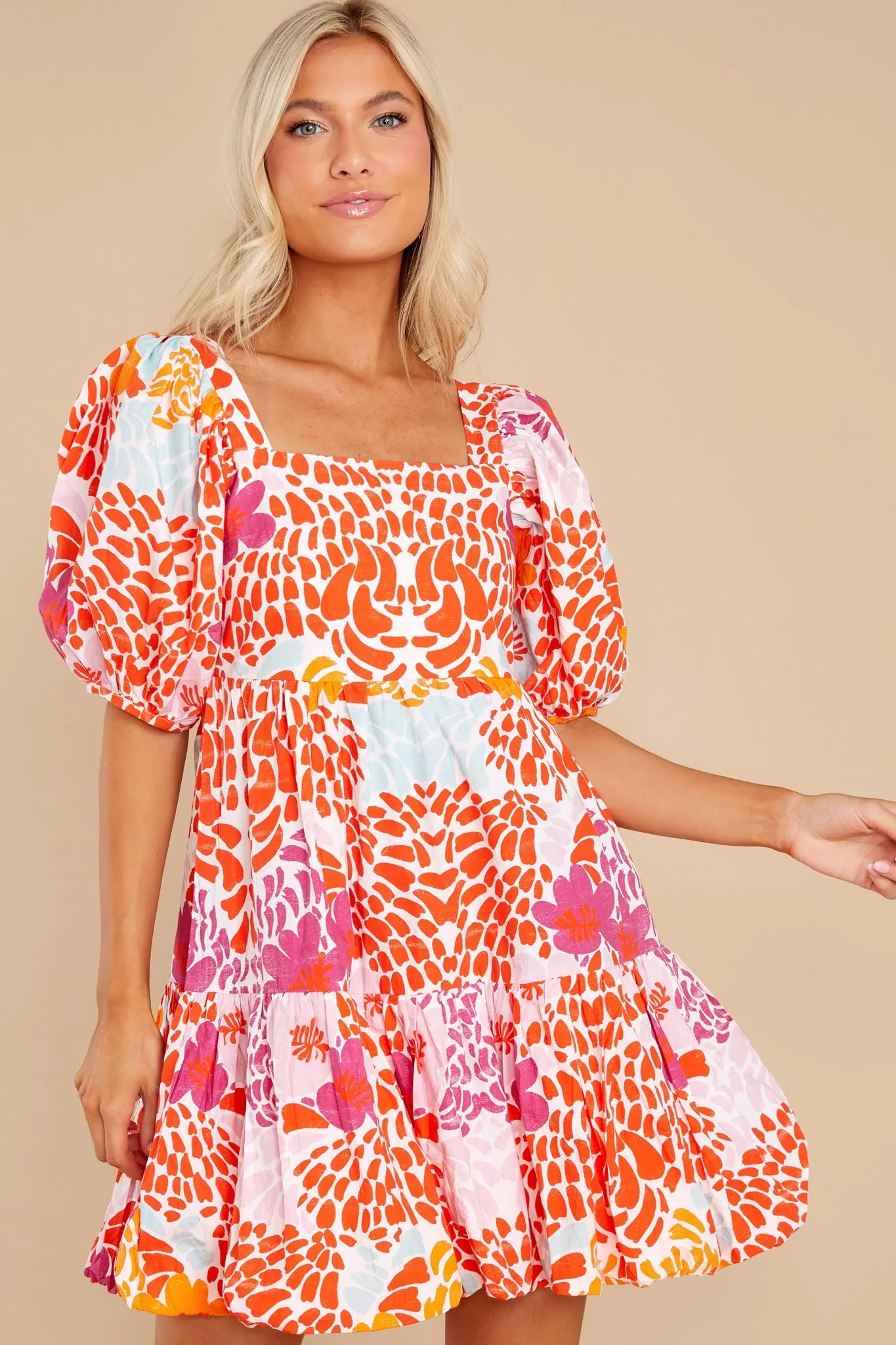 Antigua Orange Bubble Skirt Mini Dress