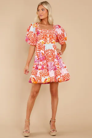 Antigua Orange Bubble Skirt Mini Dress