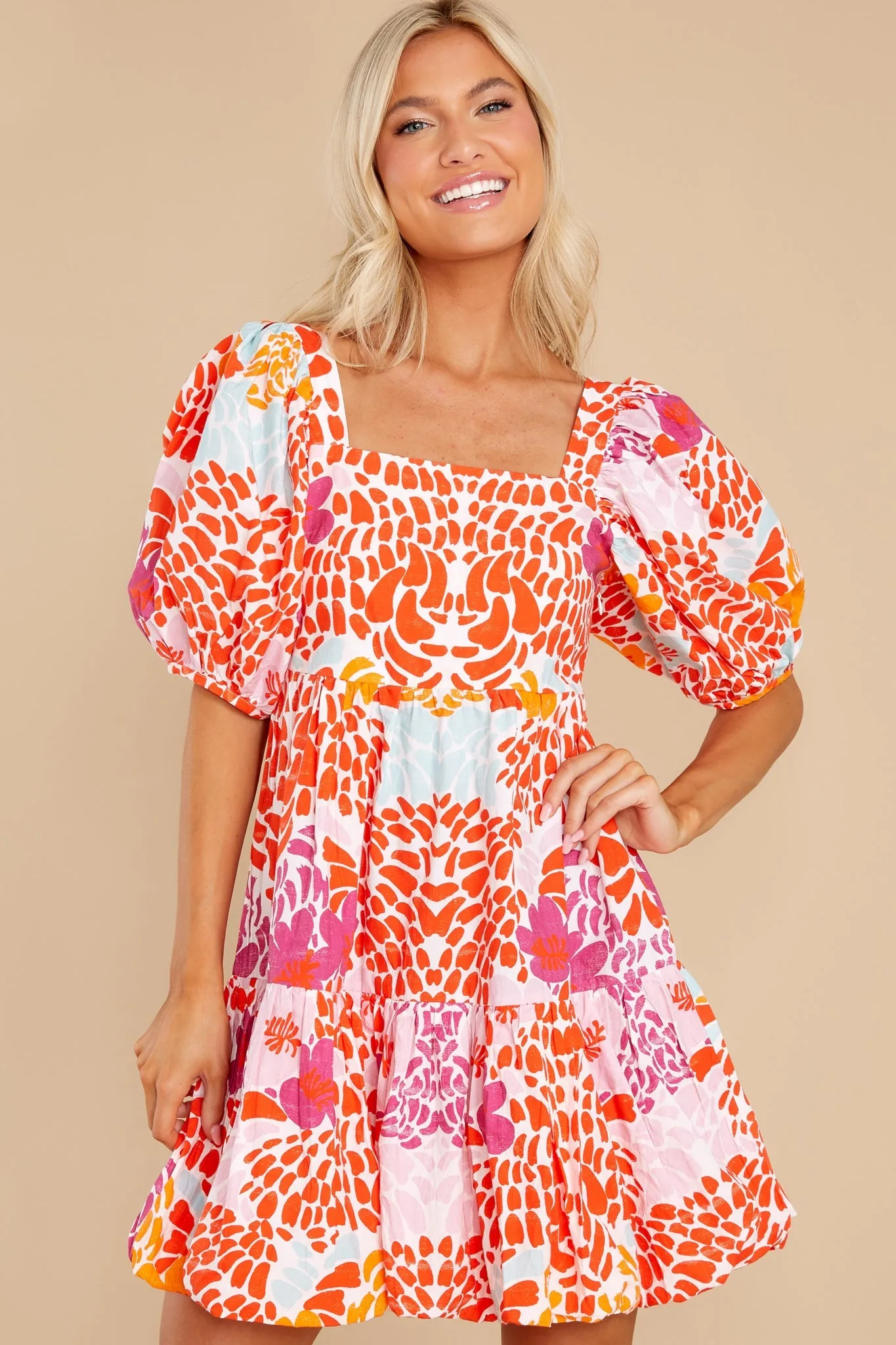 Antigua Orange Bubble Skirt Mini Dress