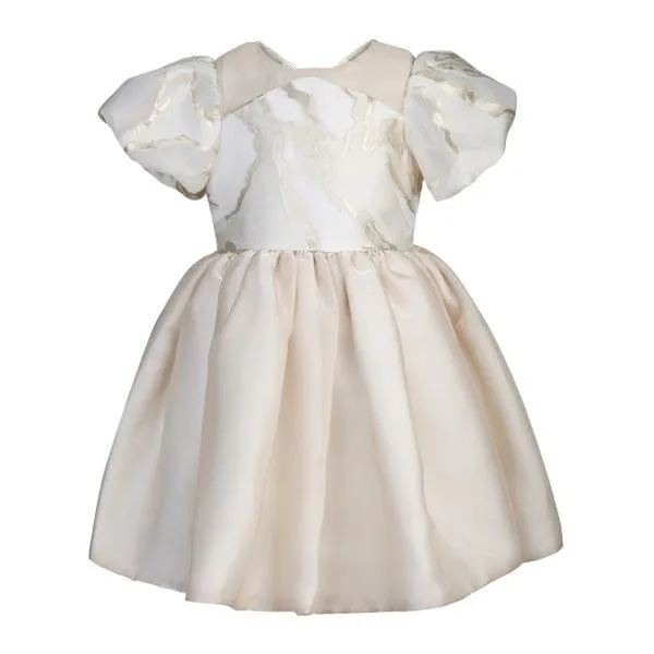 BABY GIRLS GOLD PATTERNED BALL DRESS