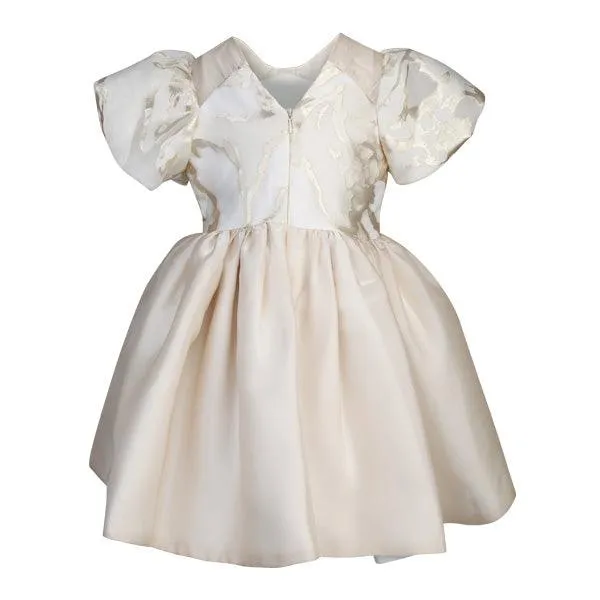 BABY GIRLS GOLD PATTERNED BALL DRESS