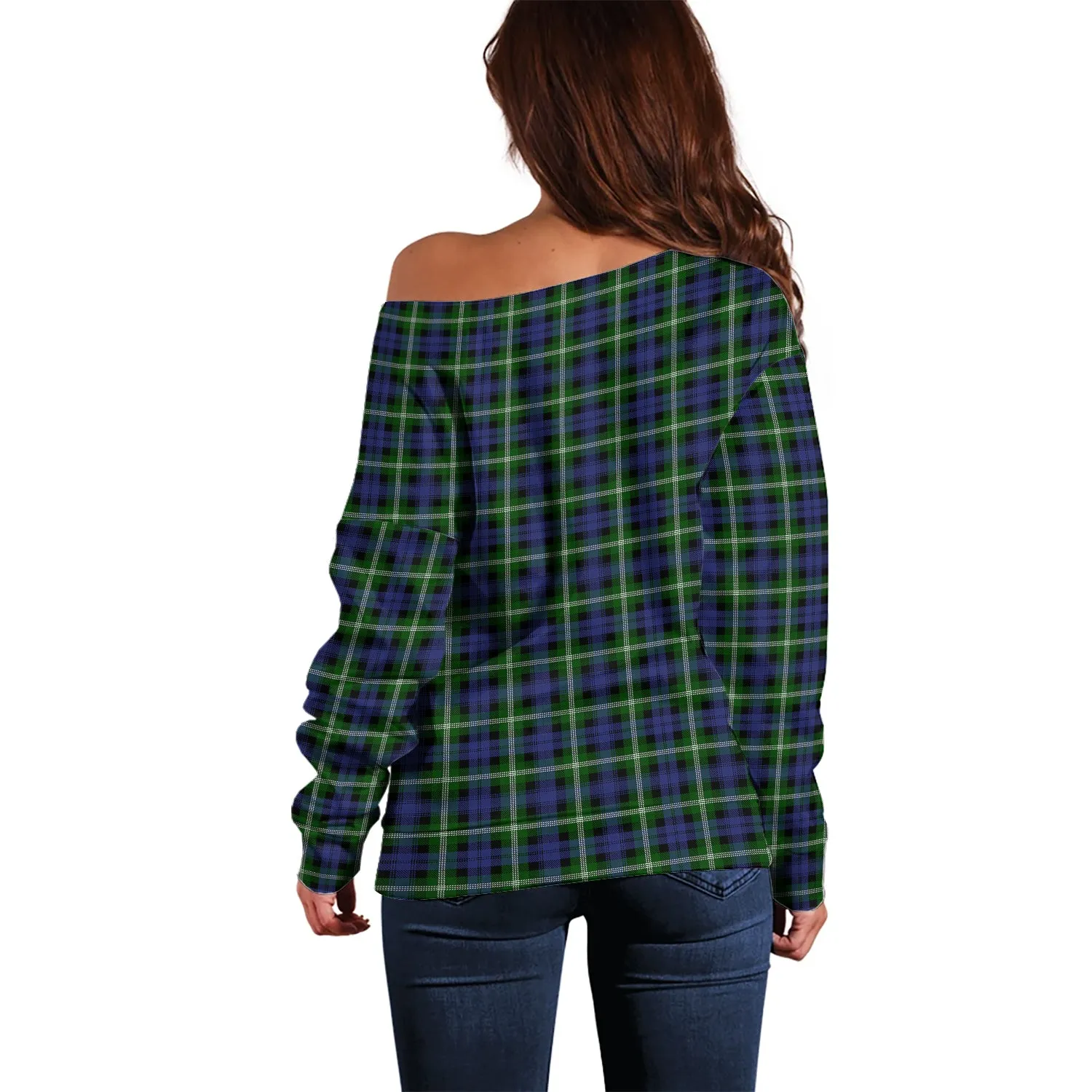 Baillie (Bailey) Tartan Off Shoulder Women Sweater with Family Crest