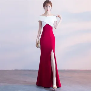 Banquet Evening Dress Korean-Style Slimming Bridal Wine Dress Noble Elegant Long Sexy Fishtail One-Shoulder Slit Formal Dress