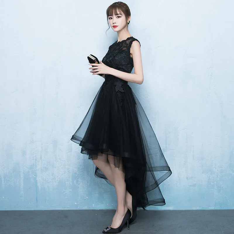 Banquet Evening Dress  New Short Front and Long Back Elegant Party Gathering Dress Black Evening Dress One Piece Dropshipping