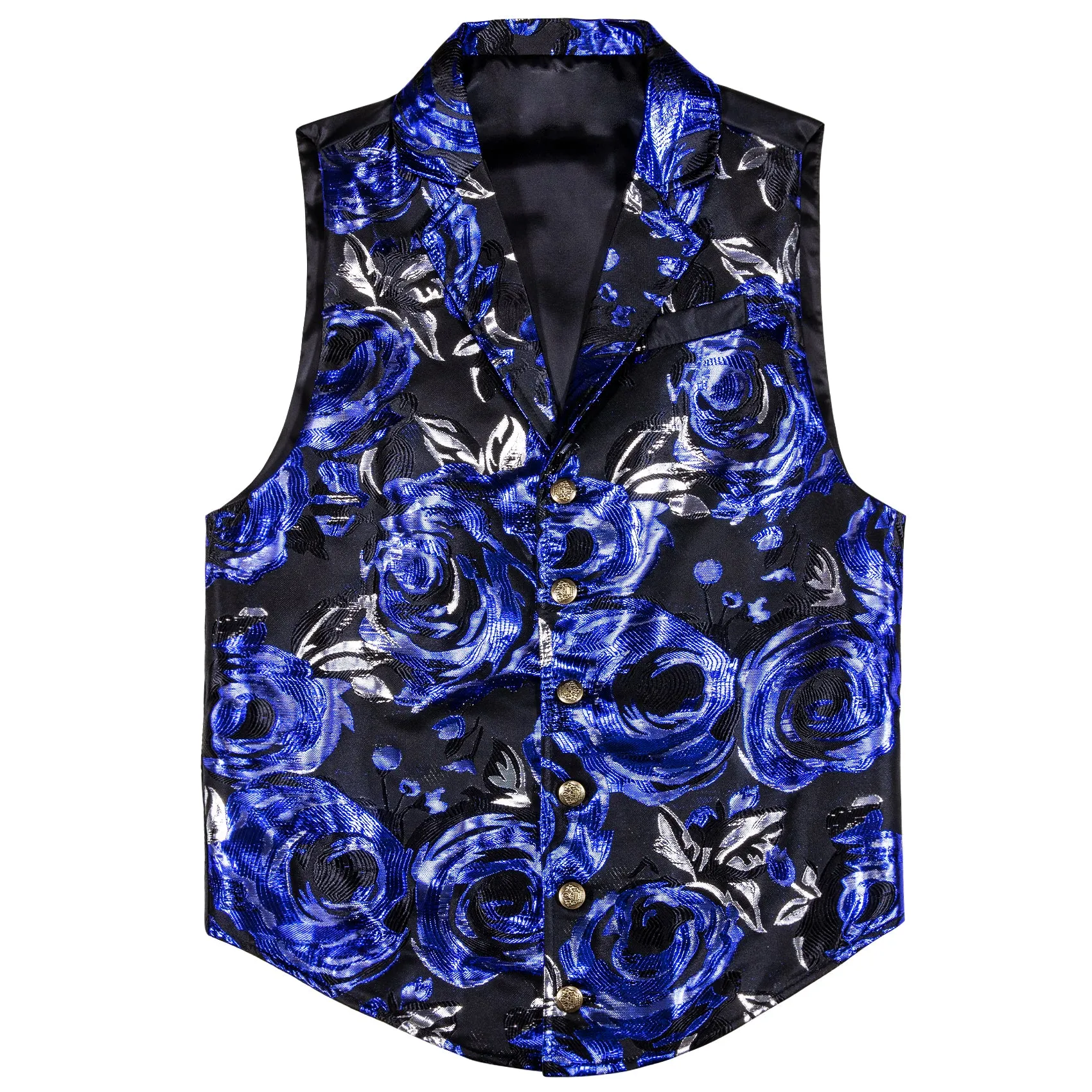 Black Blue Novelty Jacquard Men's Collar Victorian Suit Vest