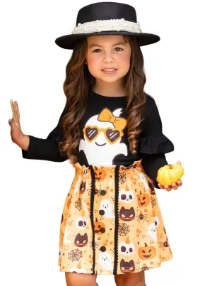 Boo, Felicia Ghost Top And Halloween Skirt Set