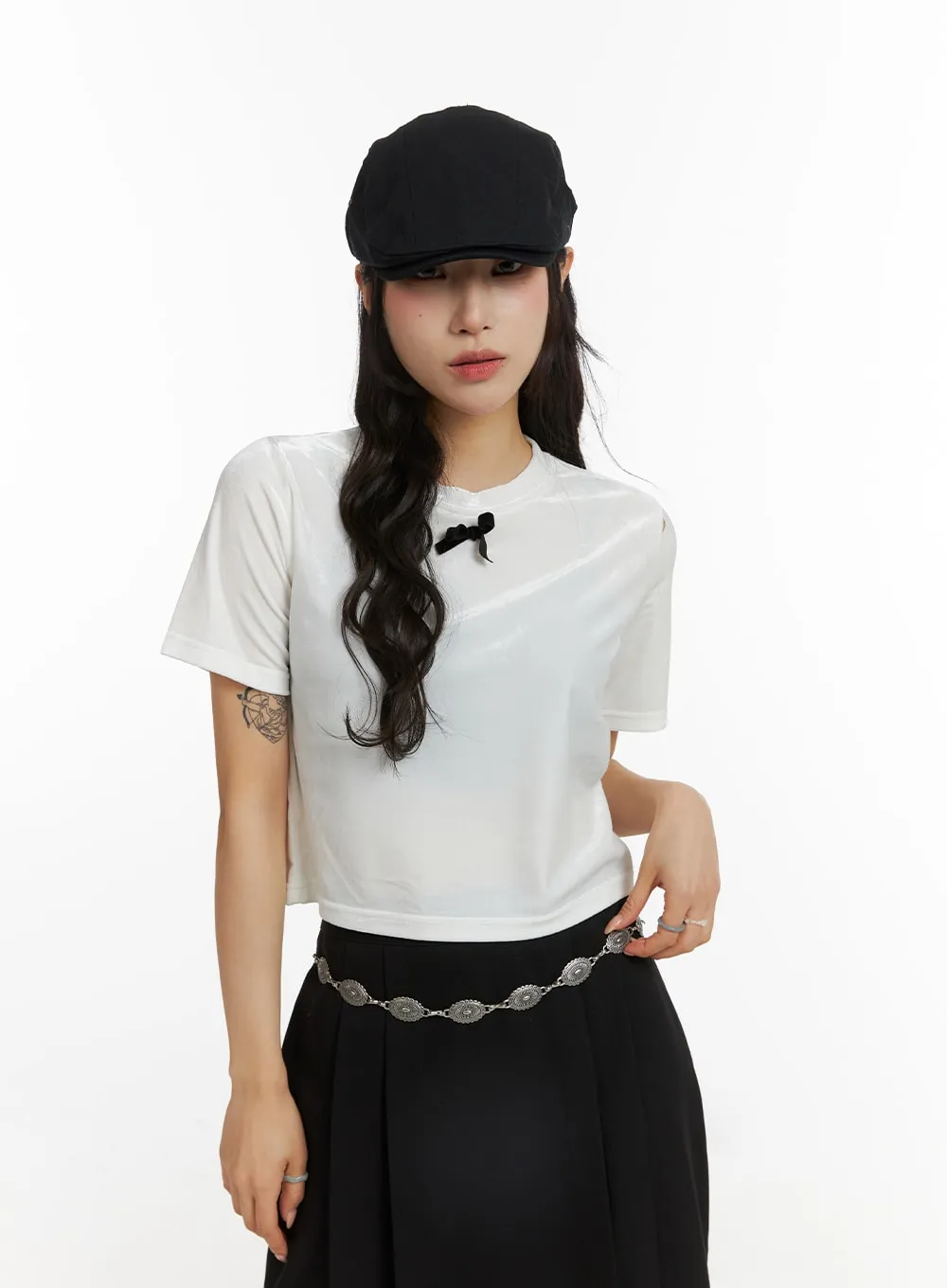 Bowknot Cropped Tee CJ417