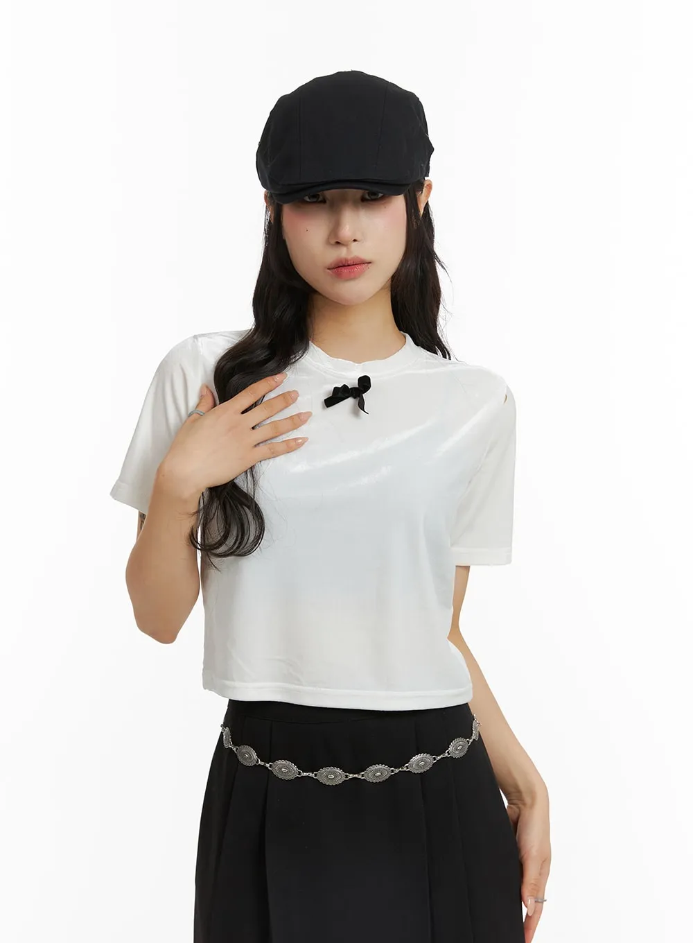 Bowknot Cropped Tee CJ417