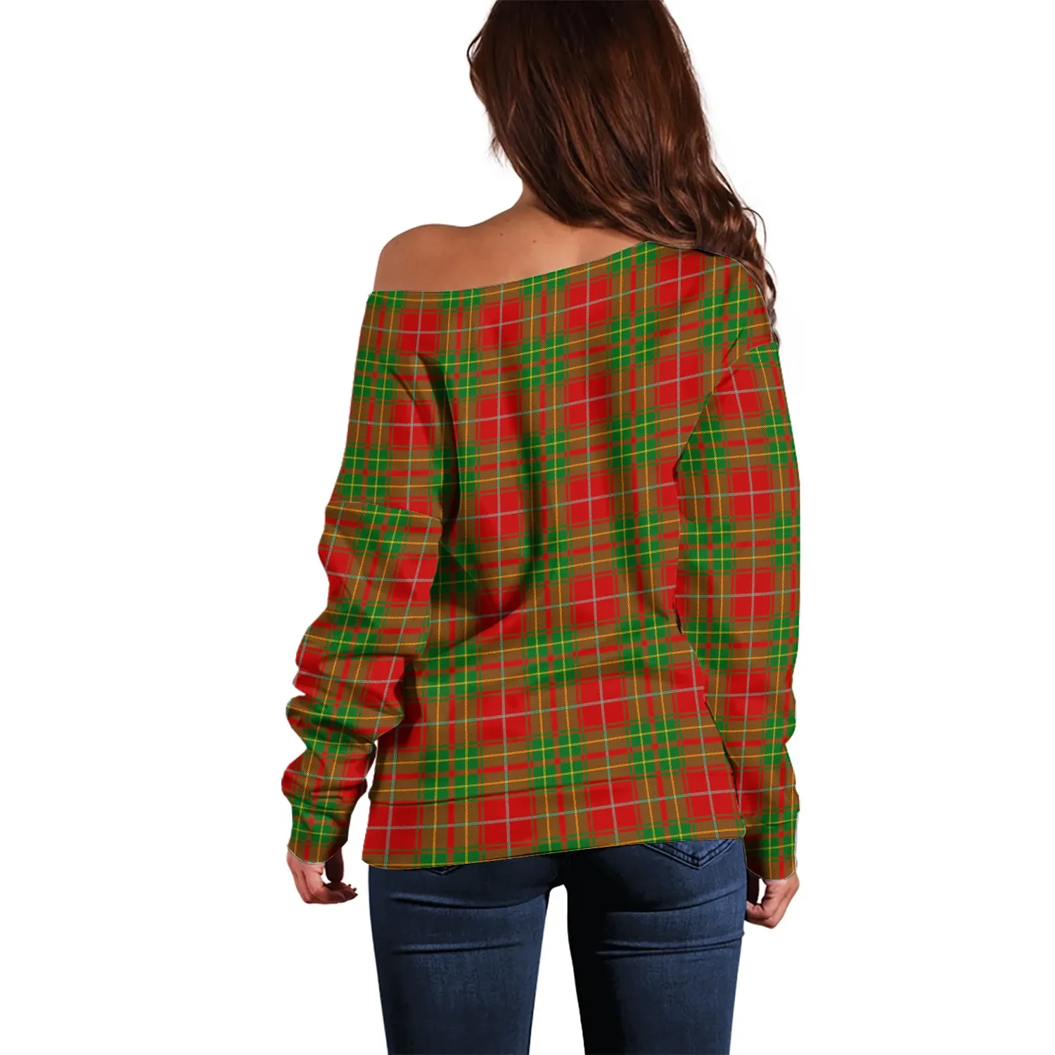 Burnett Tartan Off Shoulder Women Sweater