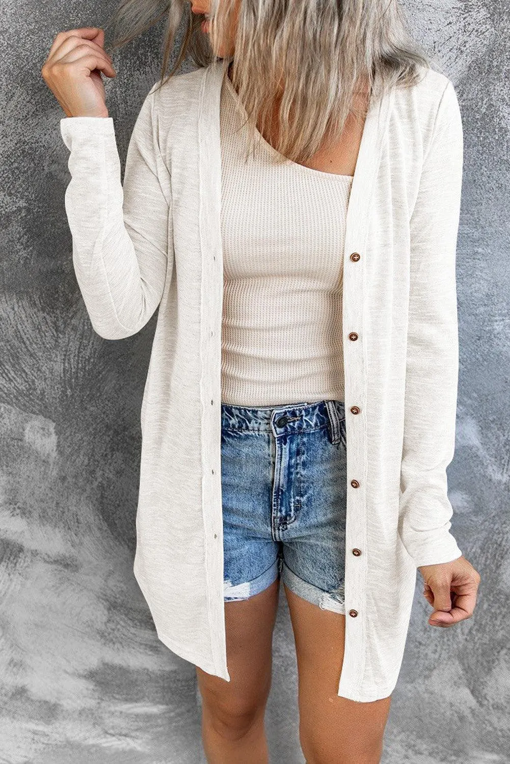 Button Down Long Sleeve Cardigan