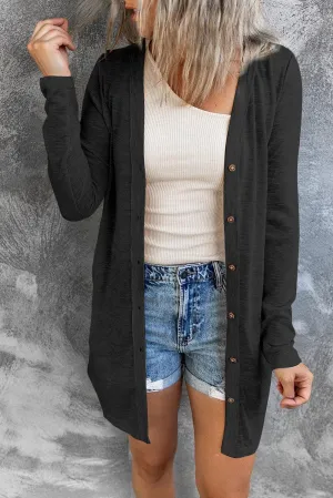 Button Down Long Sleeve Cardigan