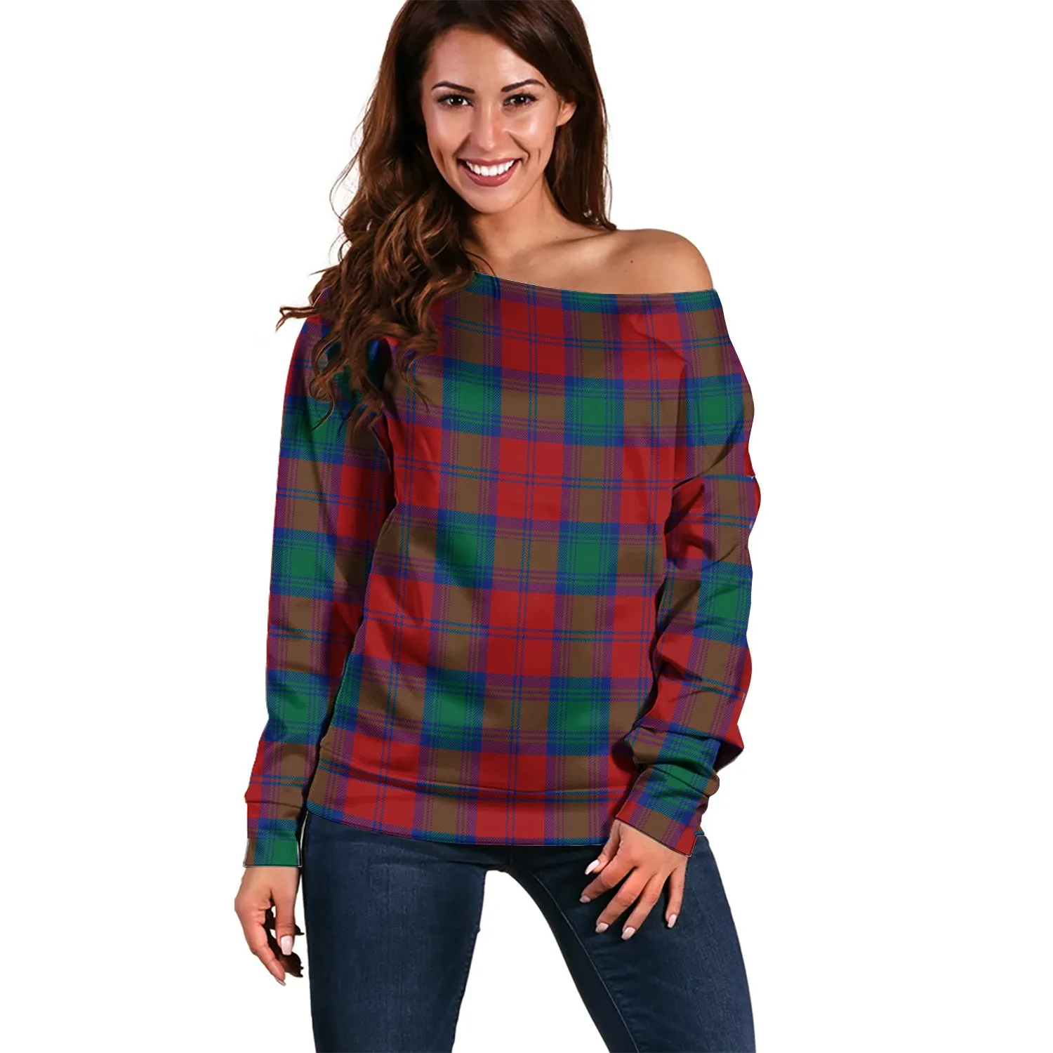 Byres (Byses) Tartan Off Shoulder Women Sweater