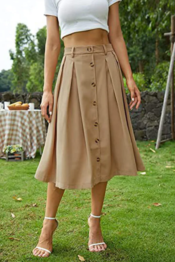 Casual Skirt Shaped Waist Button Princess Dress Skirt