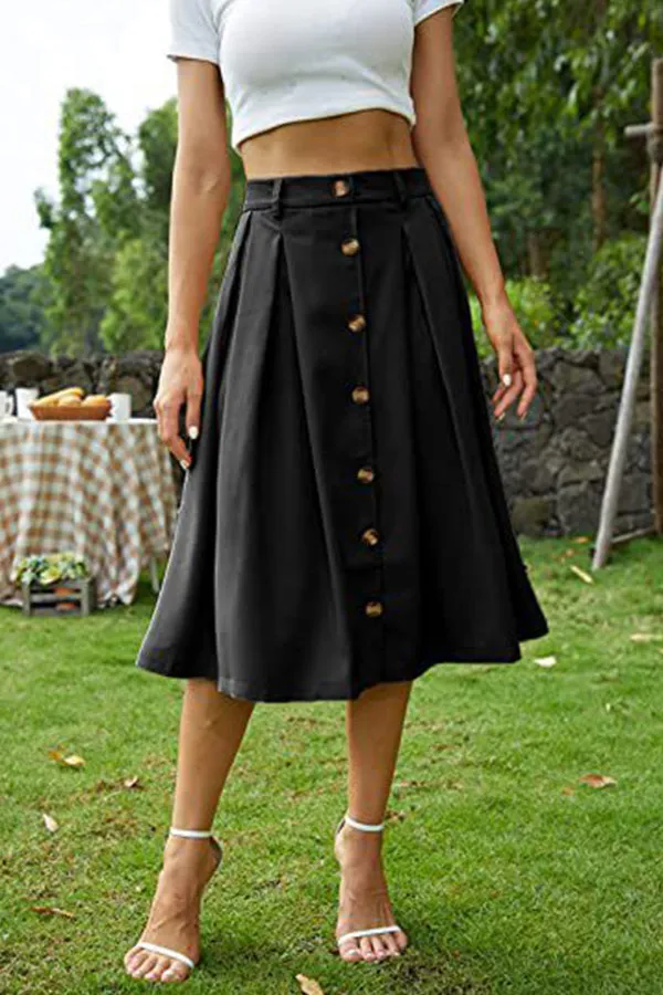 Casual Skirt Shaped Waist Button Princess Dress Skirt