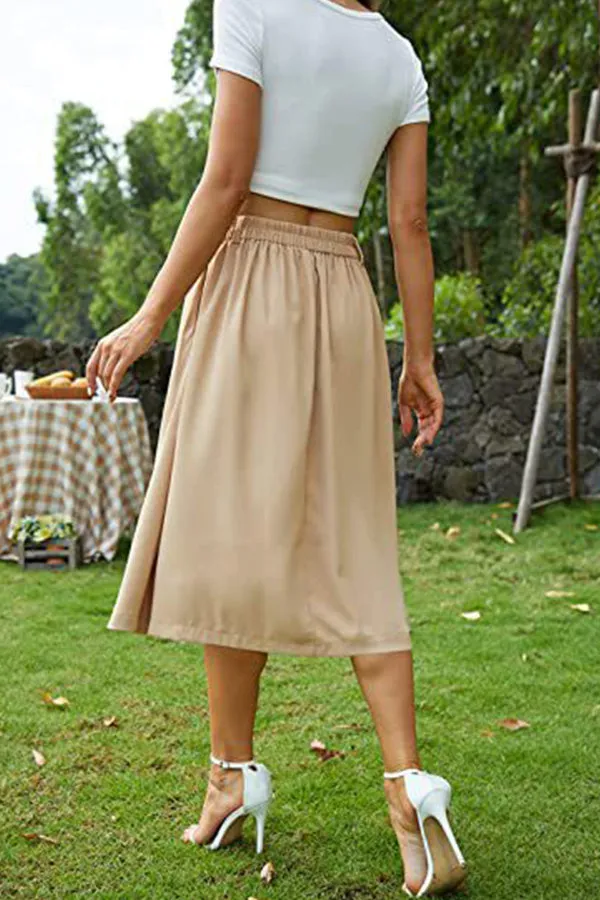 Casual Skirt Shaped Waist Button Princess Dress Skirt