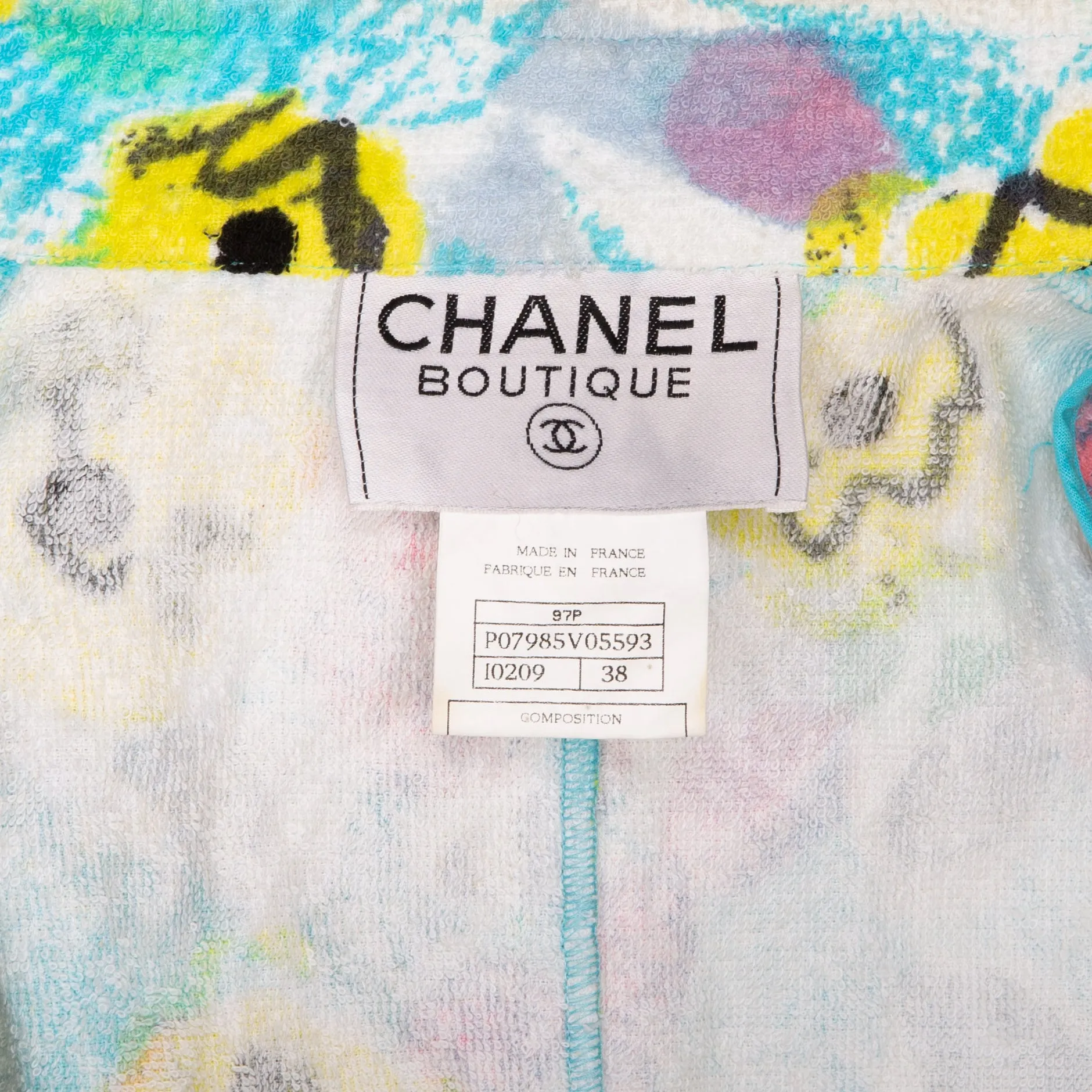 Chanel Spring 1997 Runway Printed Terrycloth Skirt Set