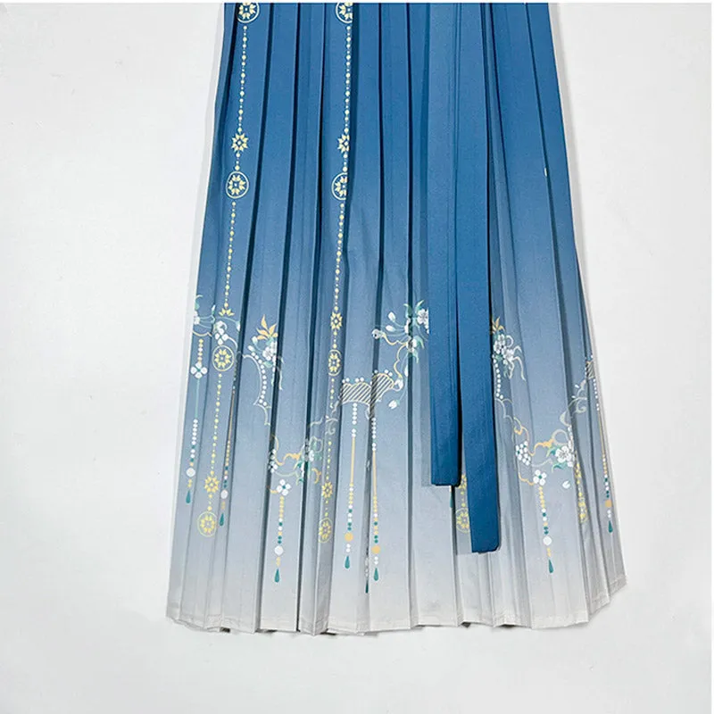 Chinese Style Han Element Printed Pleated Skirt for Women Multiple Styles Available- Clearance Special