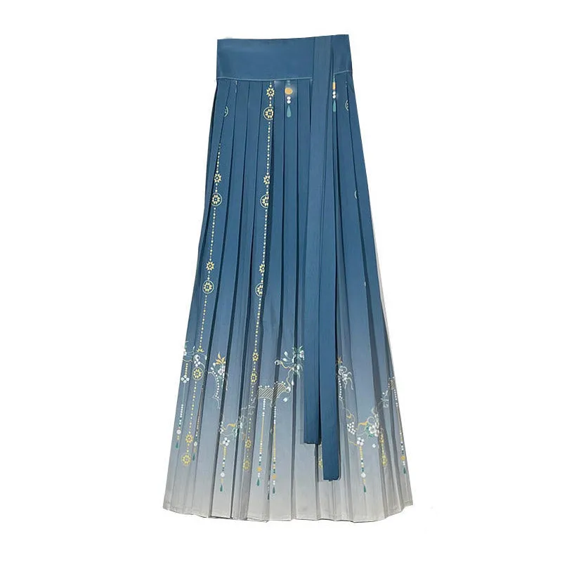 Chinese Style Han Element Printed Pleated Skirt for Women Multiple Styles Available- Clearance Special