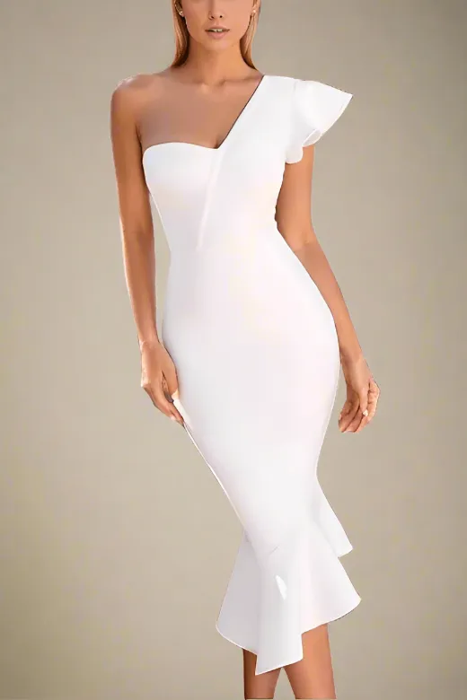 Circe Bodycon Midi Dress - Pearl White