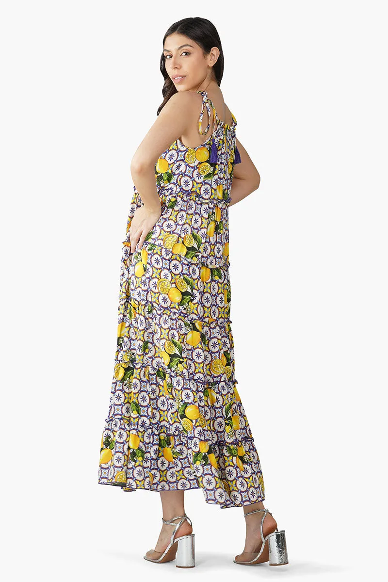 Citrus Lemon Maxi Dress