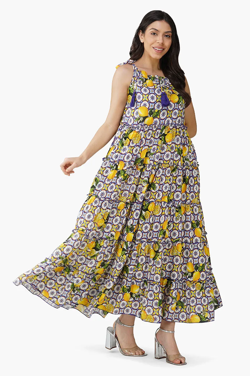 Citrus Lemon Maxi Dress