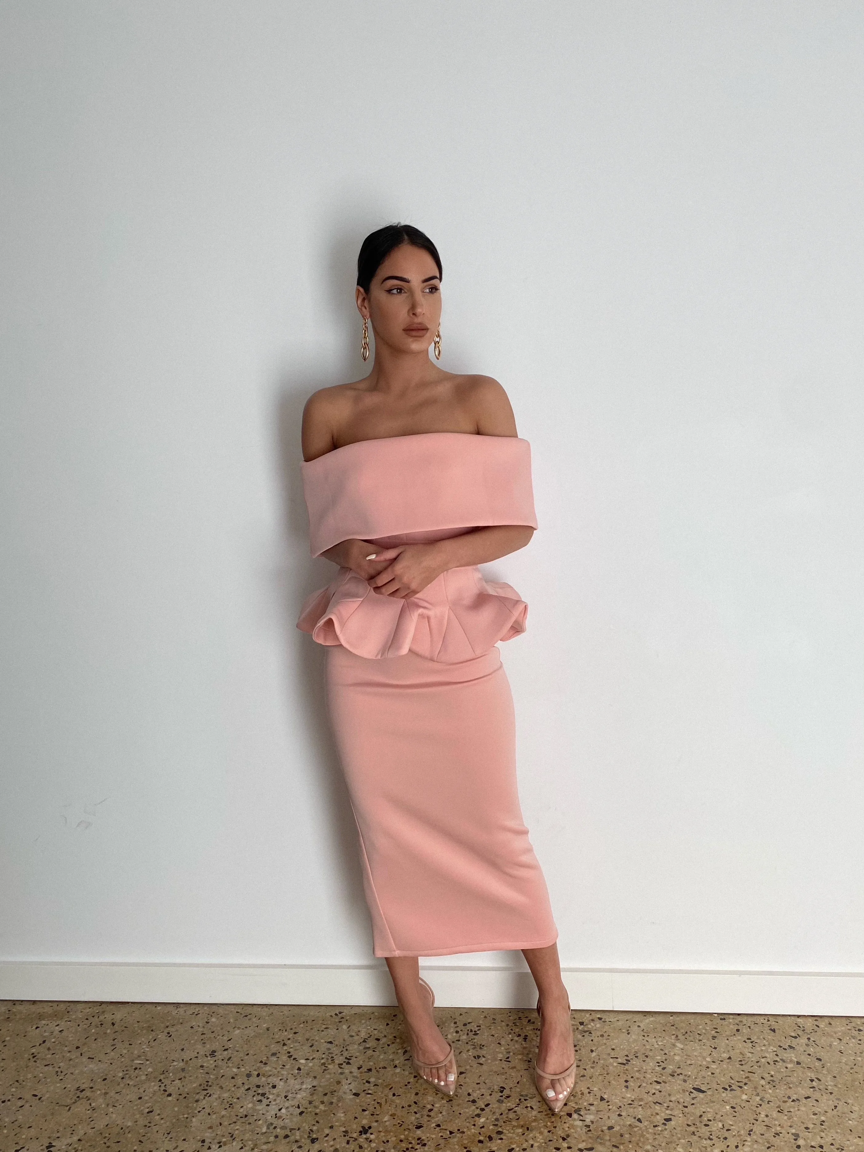 Clemence blush top and skirt set