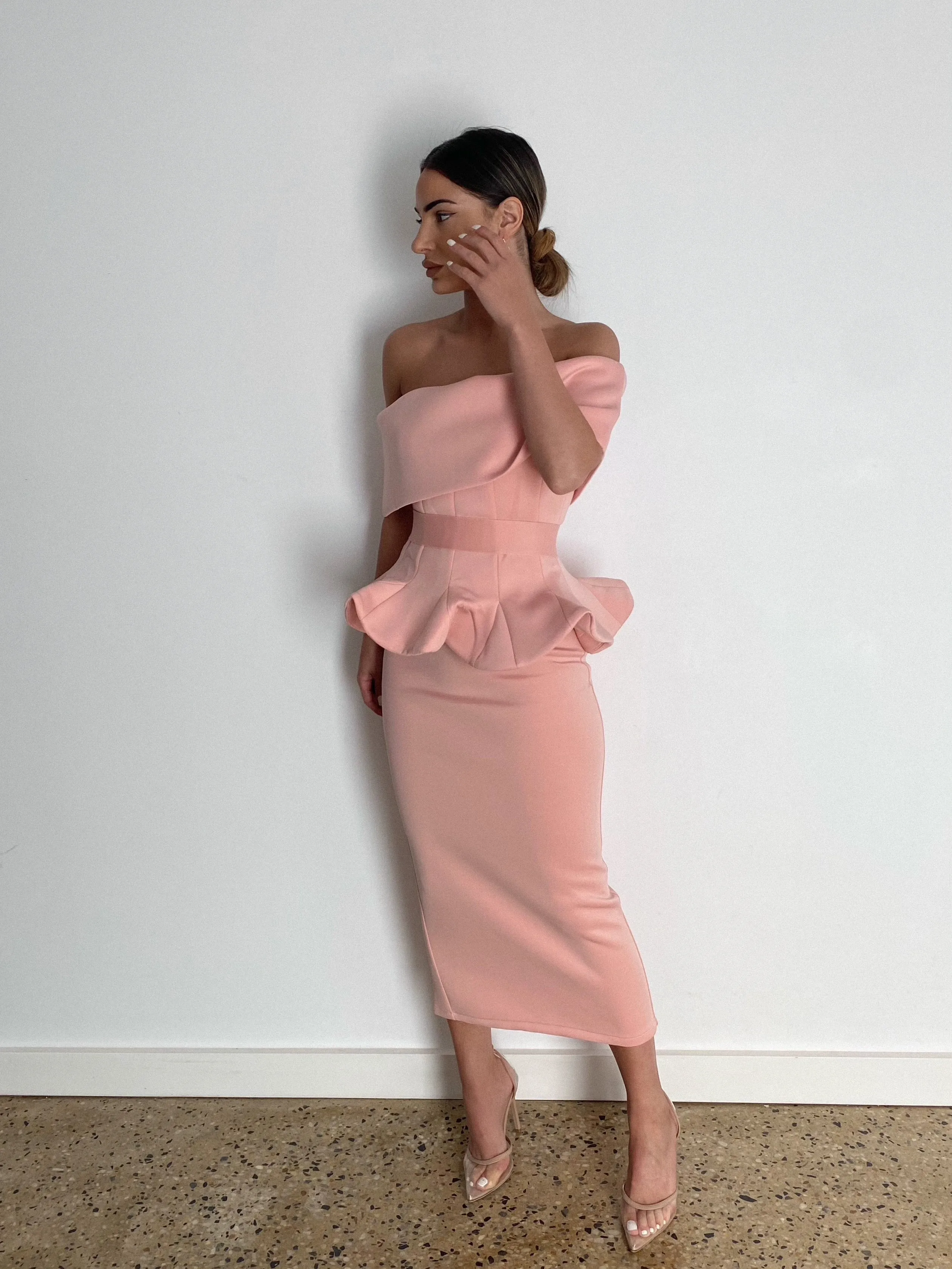 Clemence blush top and skirt set