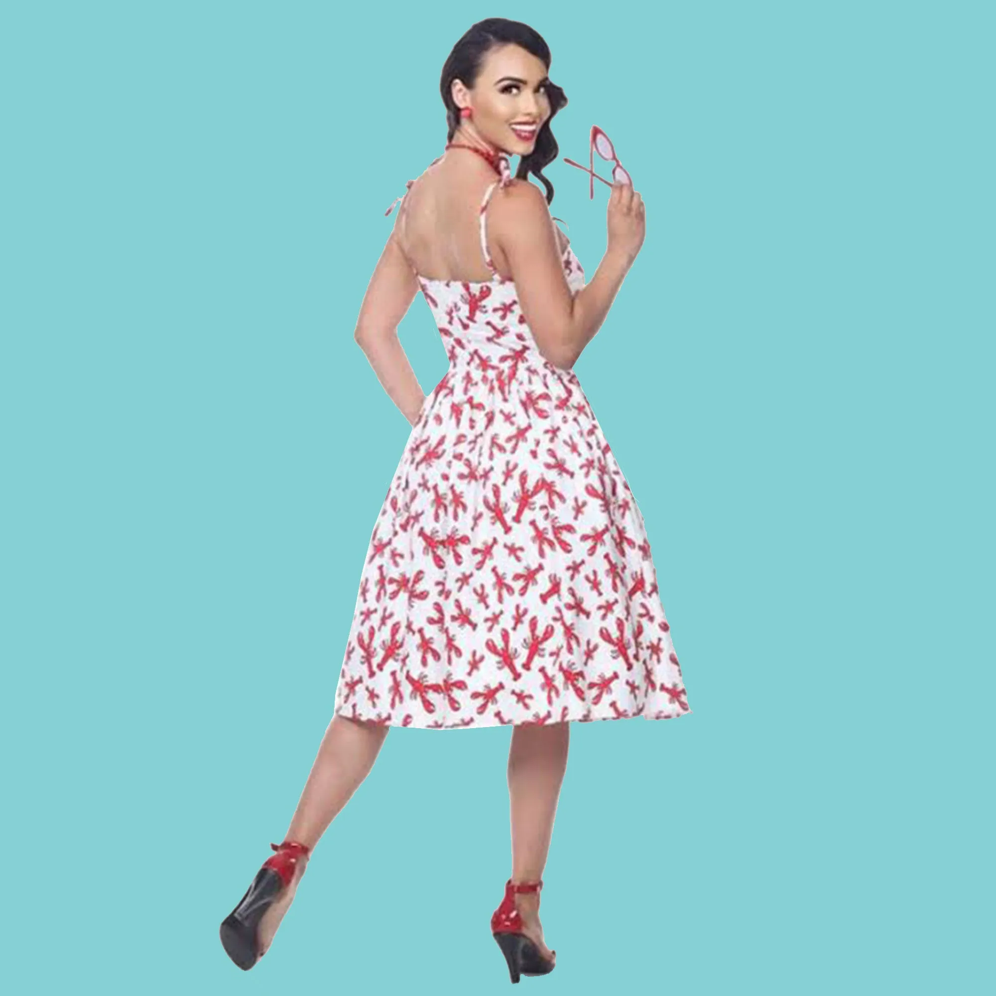 Deena Dress in Lobster Print