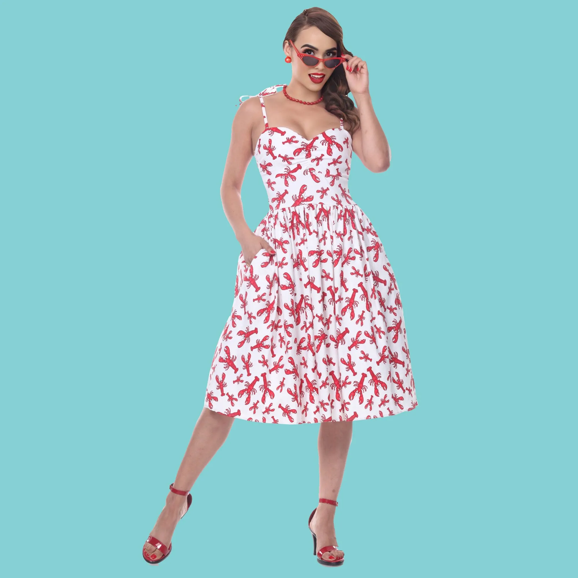 Deena Dress in Lobster Print