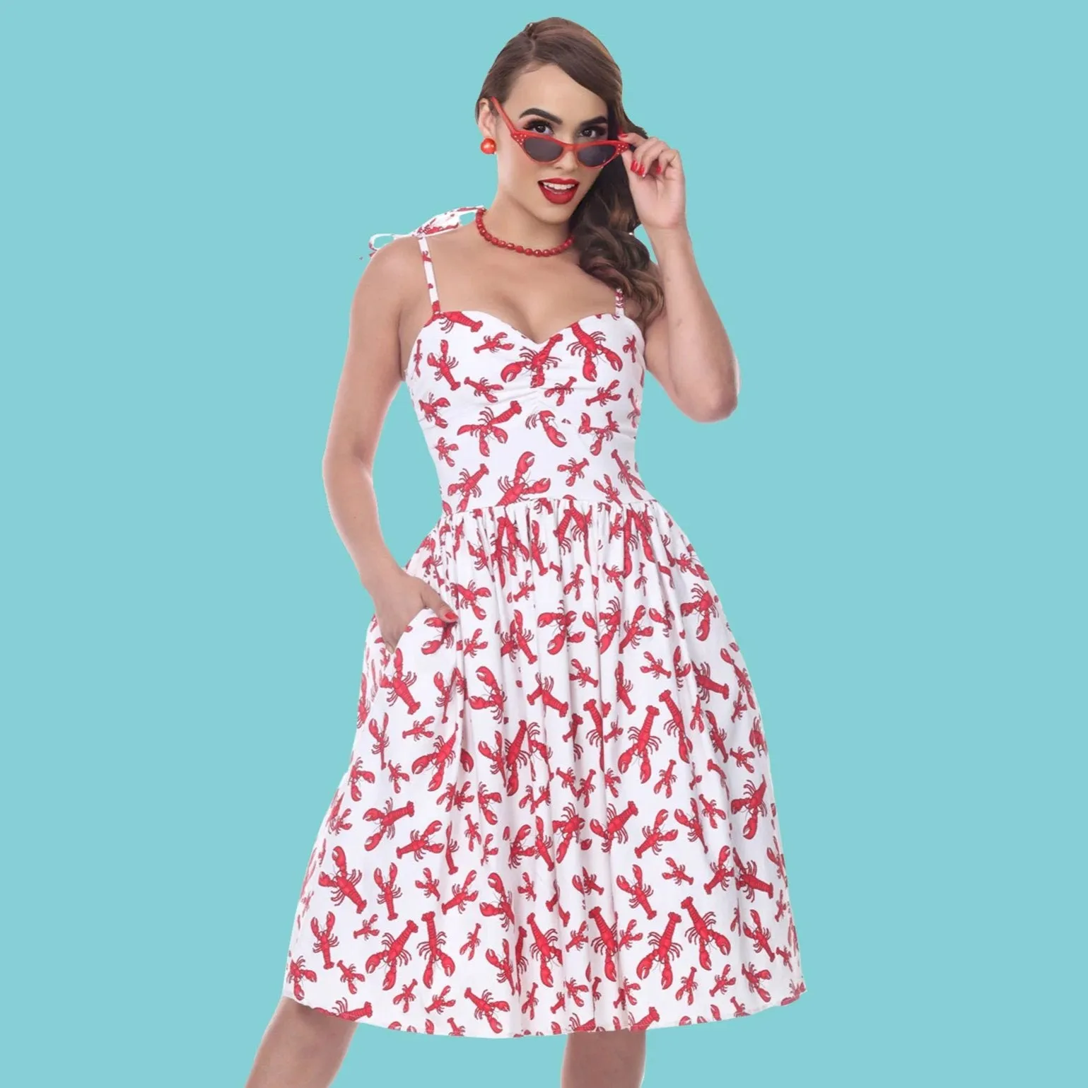 Deena Dress in Lobster Print