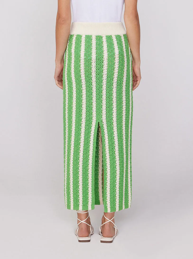 Delphine Green Knit Midi Skirt