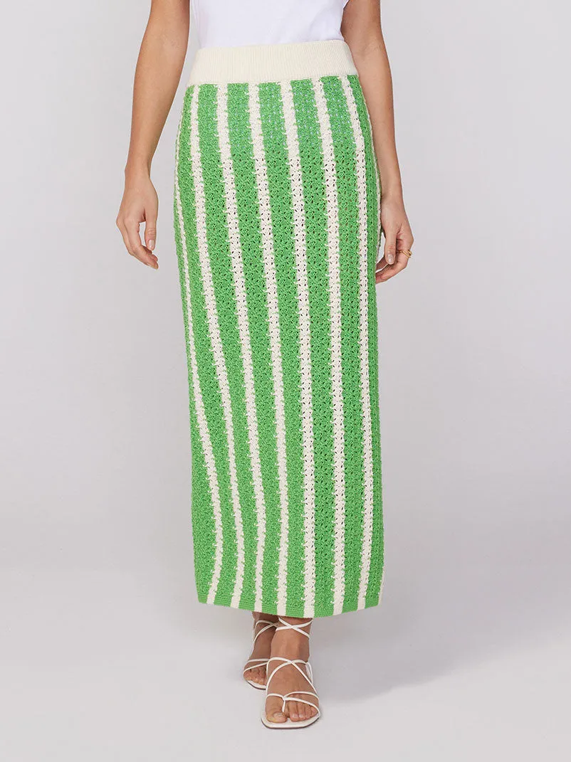 Delphine Green Knit Midi Skirt