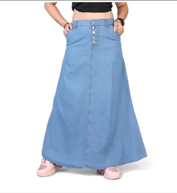 Denim long skirt