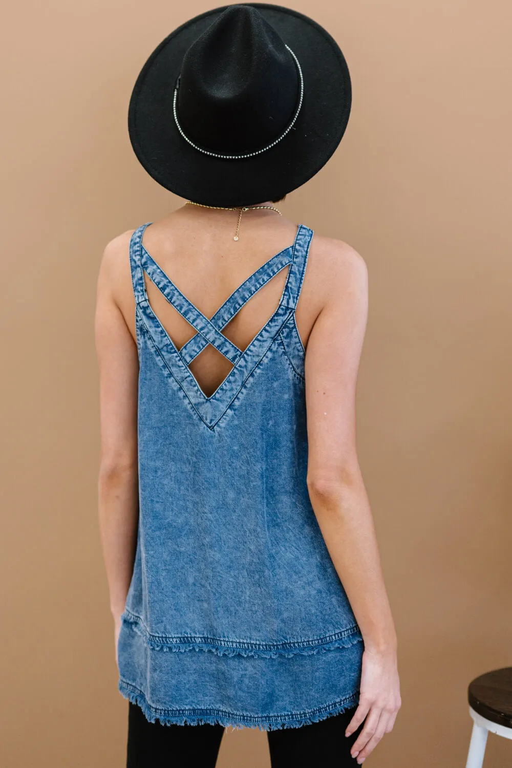 Doe & Rae Forever Young Mineral Wash Denim Sleeveless Top