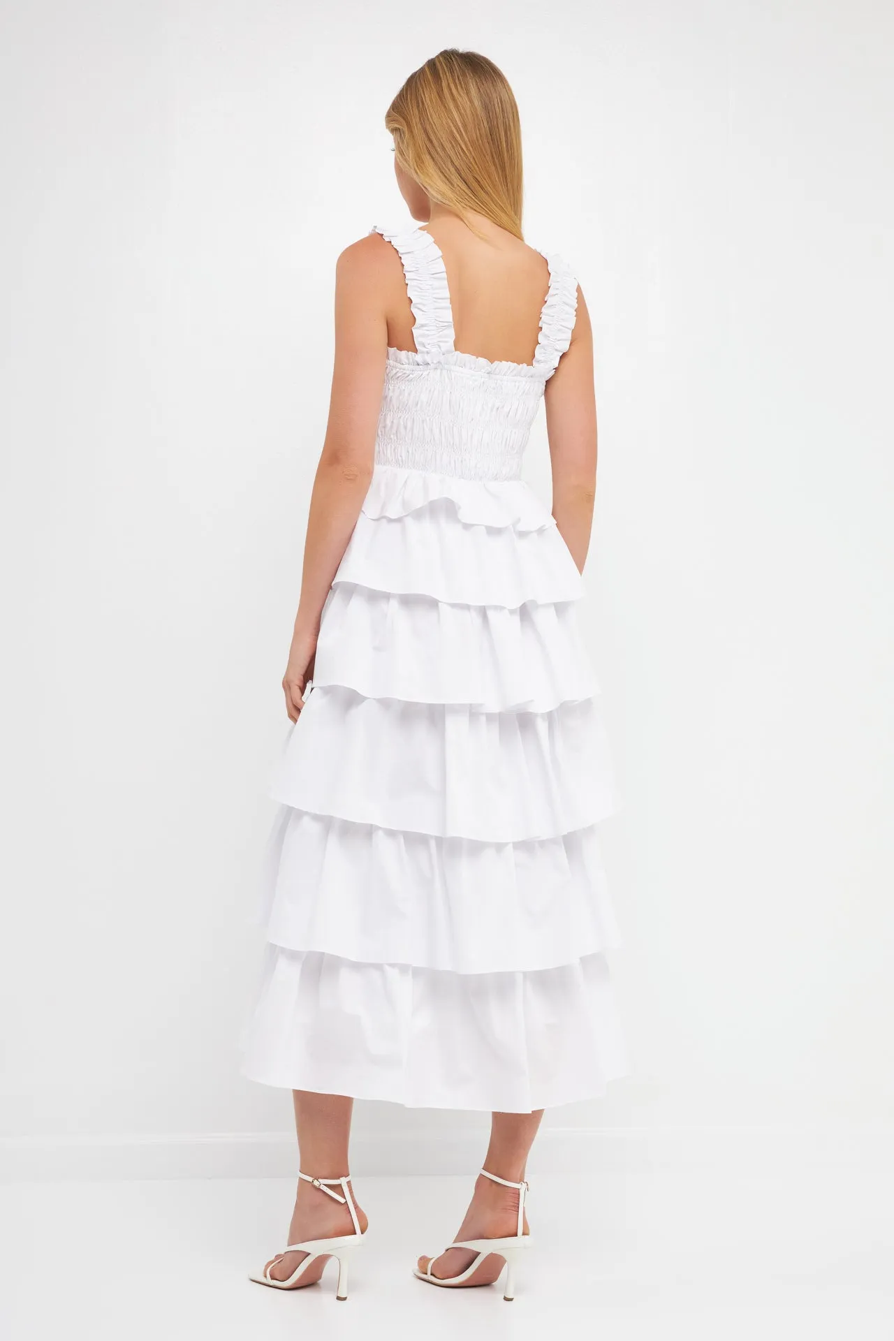 English Factory - Smocked Bust Multi Ruffled Maxi Gown Dress