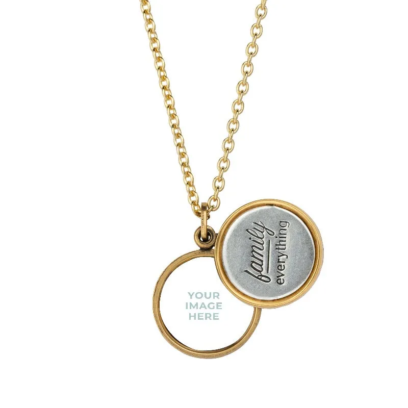 Family Over Everything Personalized Photo Locket Necklace