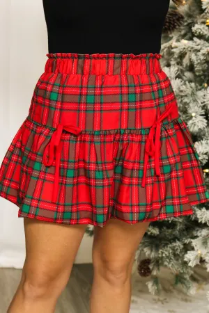 Festive Mood Plaid Bubble Skirt