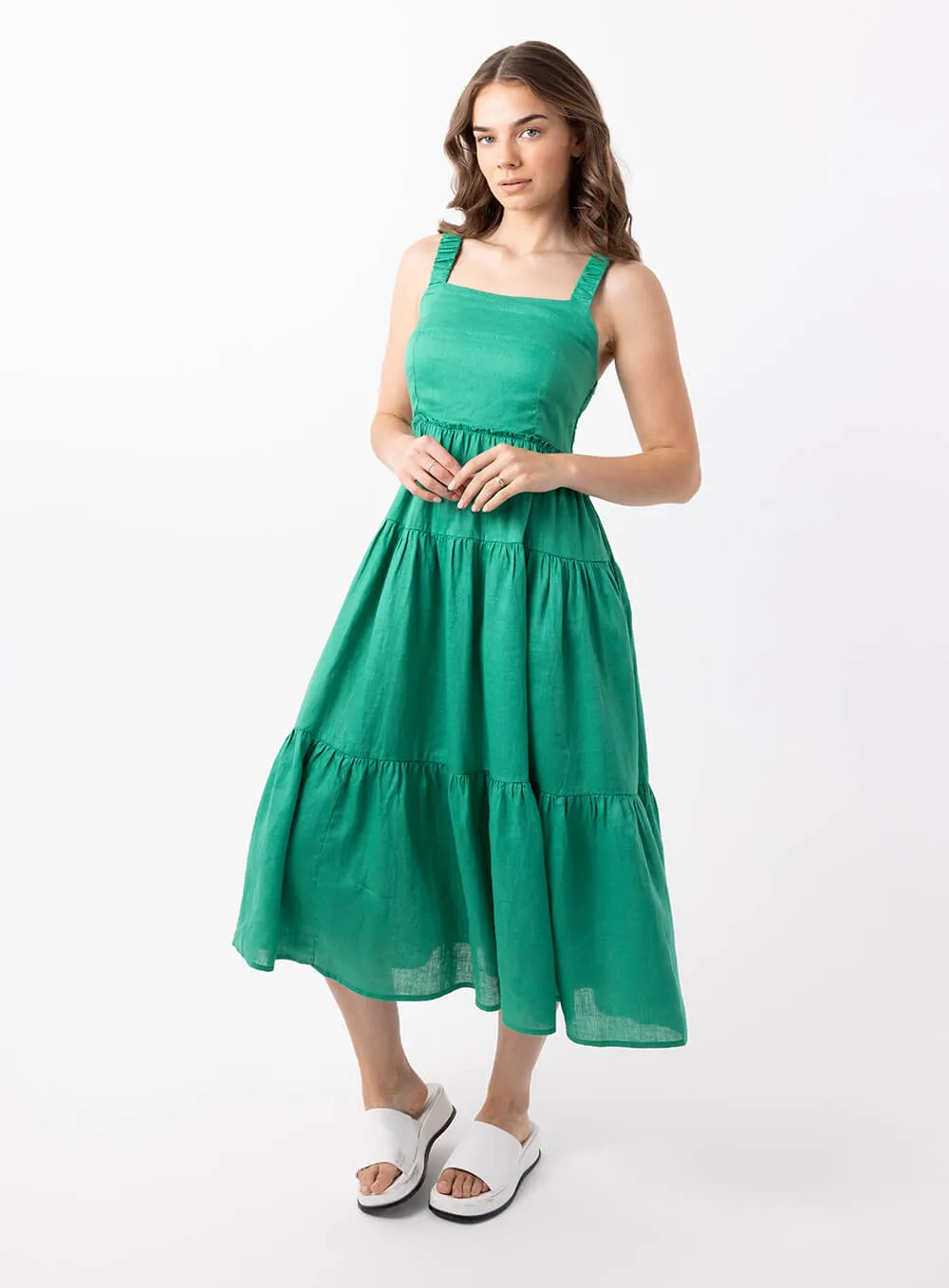 Finlay Linen Dress-GREEN