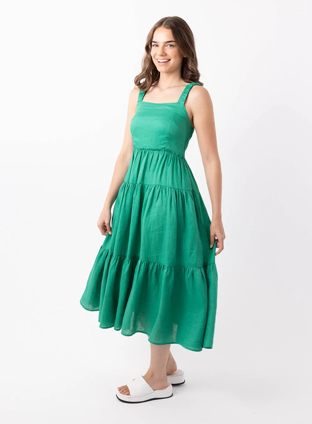 Finlay Linen Dress-GREEN