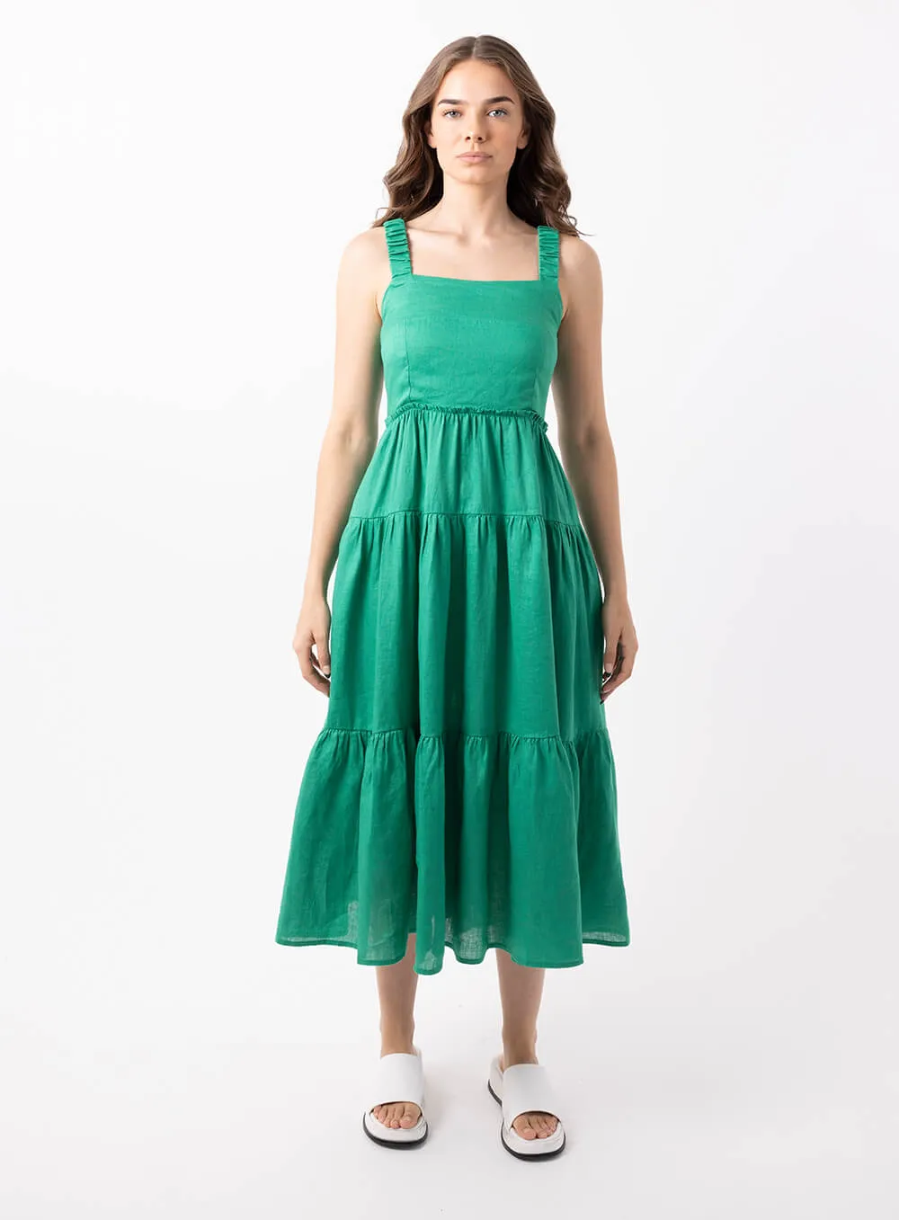 Finlay Linen Dress-GREEN