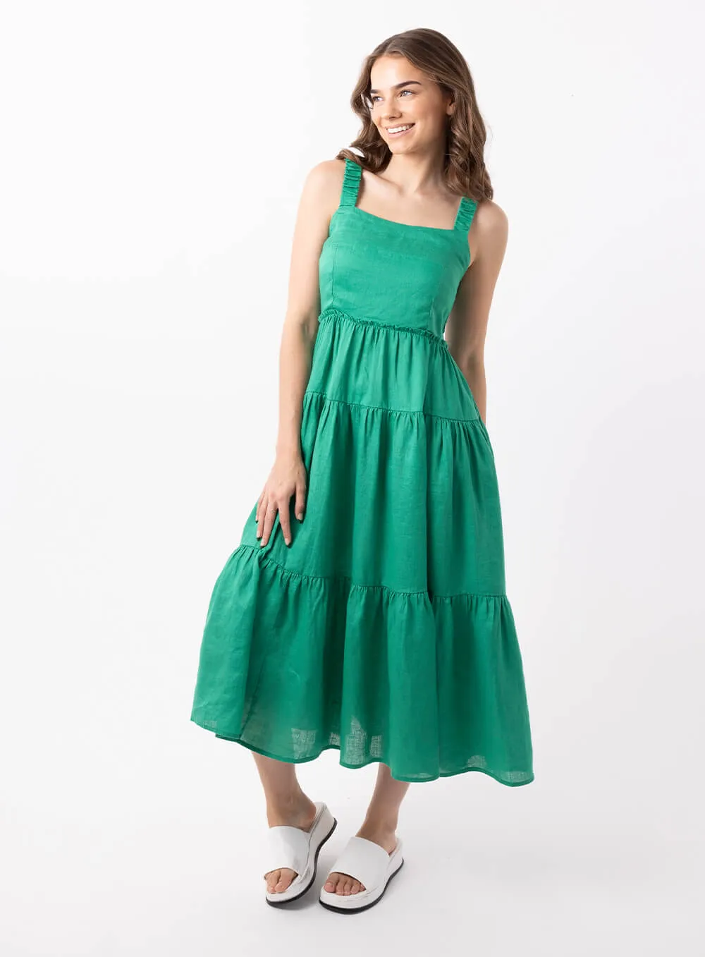 Finlay Linen Dress-GREEN